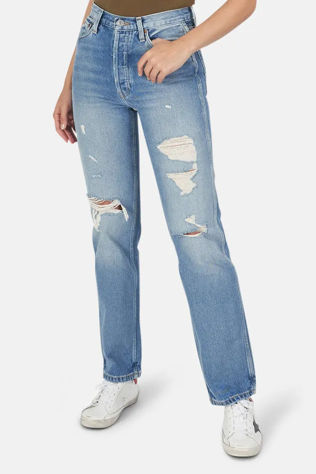 90s High Rise Loose Jean Med Destroyed 12
