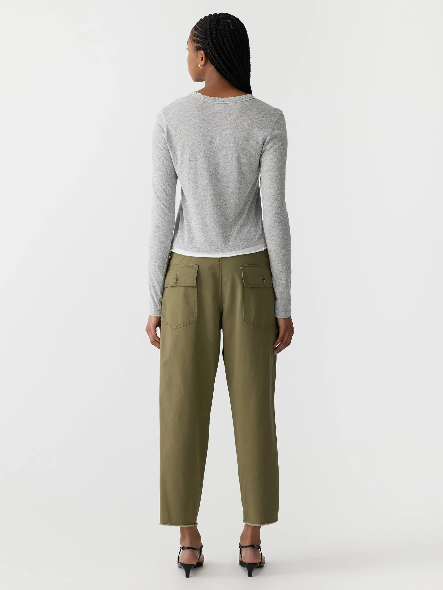 Bassike Stretch Cotton Relaxed Pant in Military