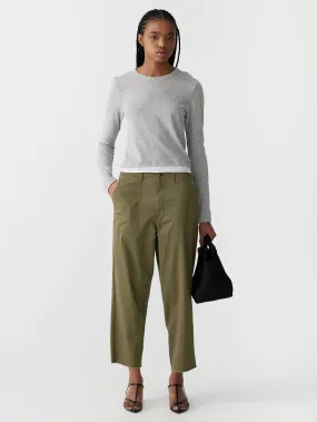 Bassike Stretch Cotton Relaxed Pant in Military