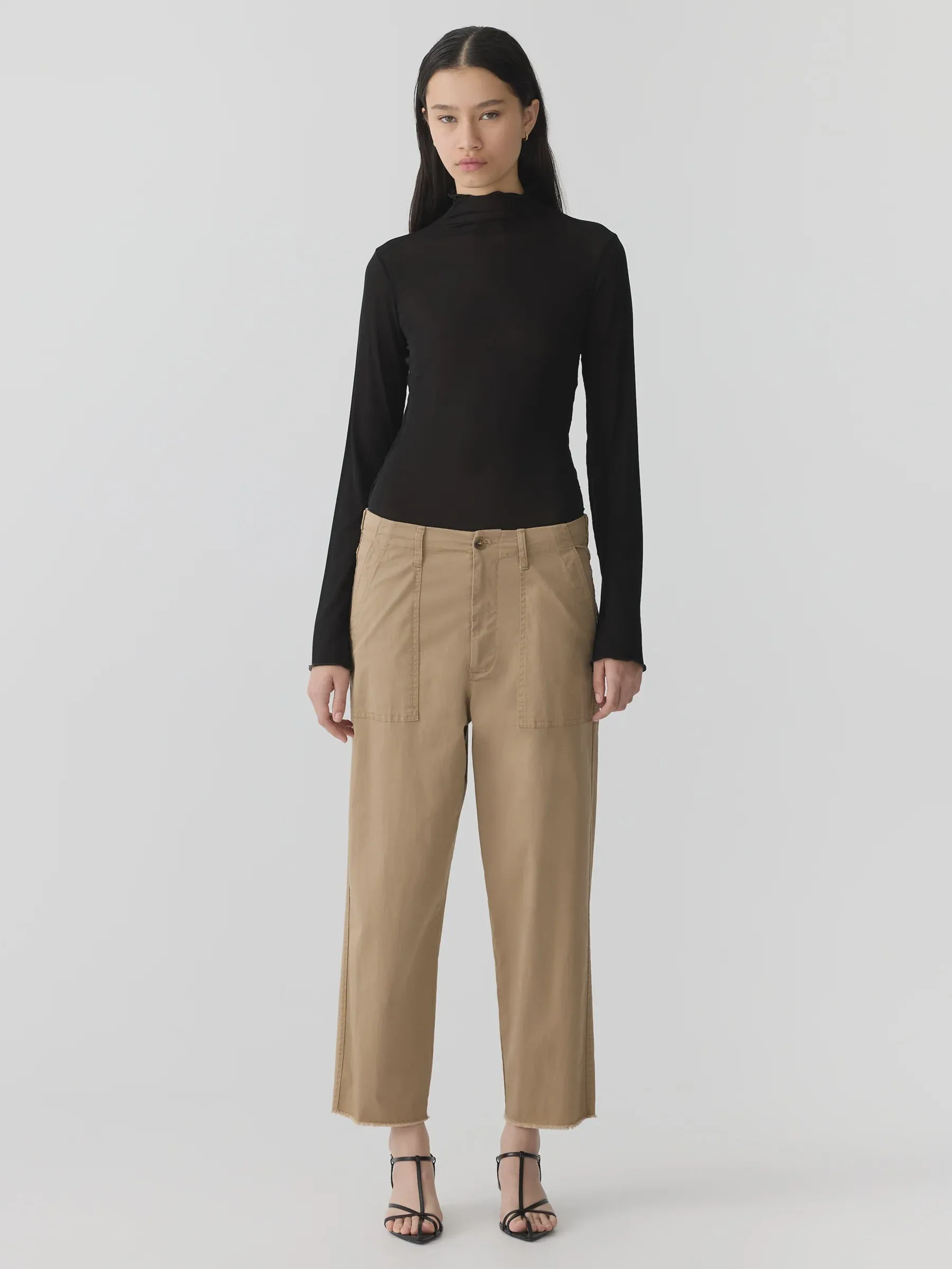 Bassike Stretch Cotton Relaxed Pant in Tan