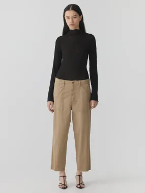 Bassike Stretch Cotton Relaxed Pant in Tan