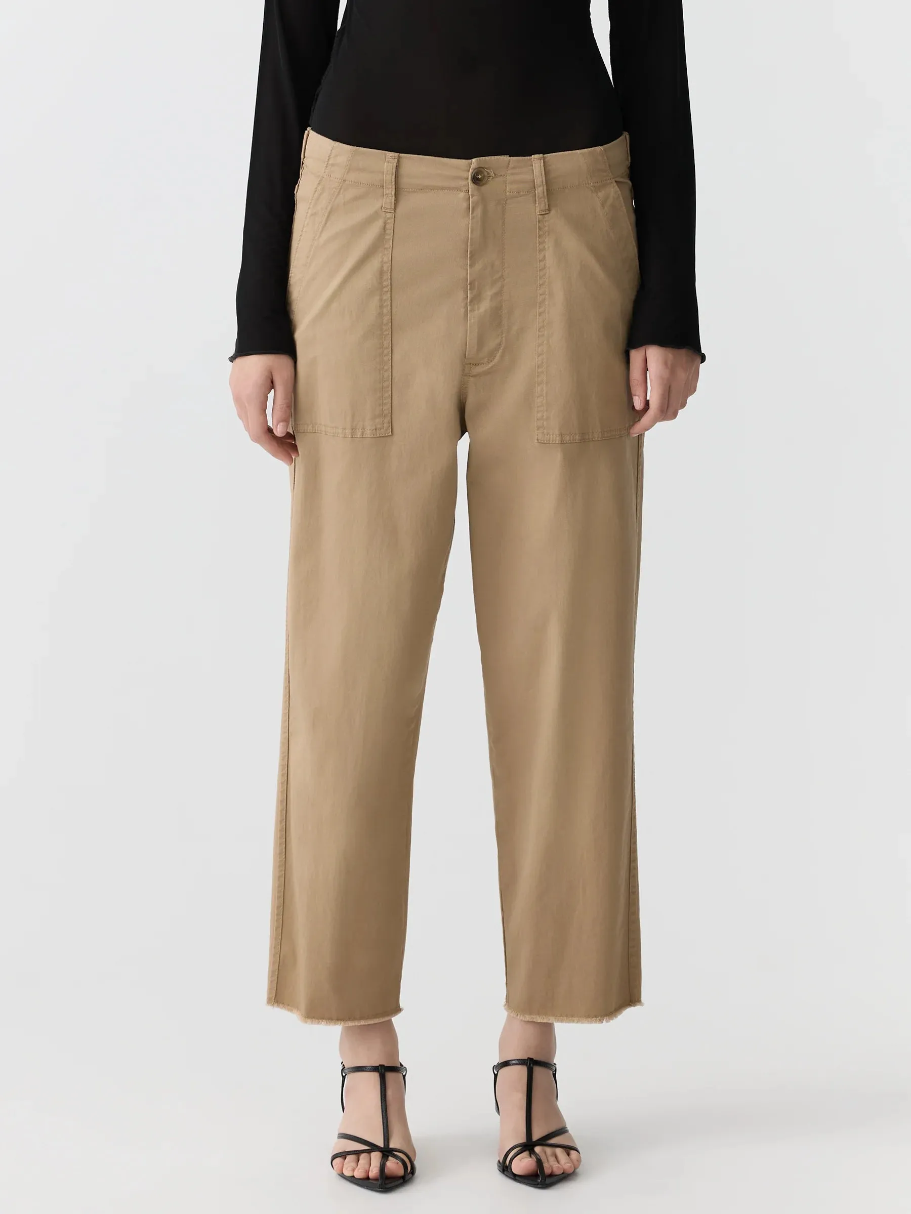 Bassike Stretch Cotton Relaxed Pant in Tan