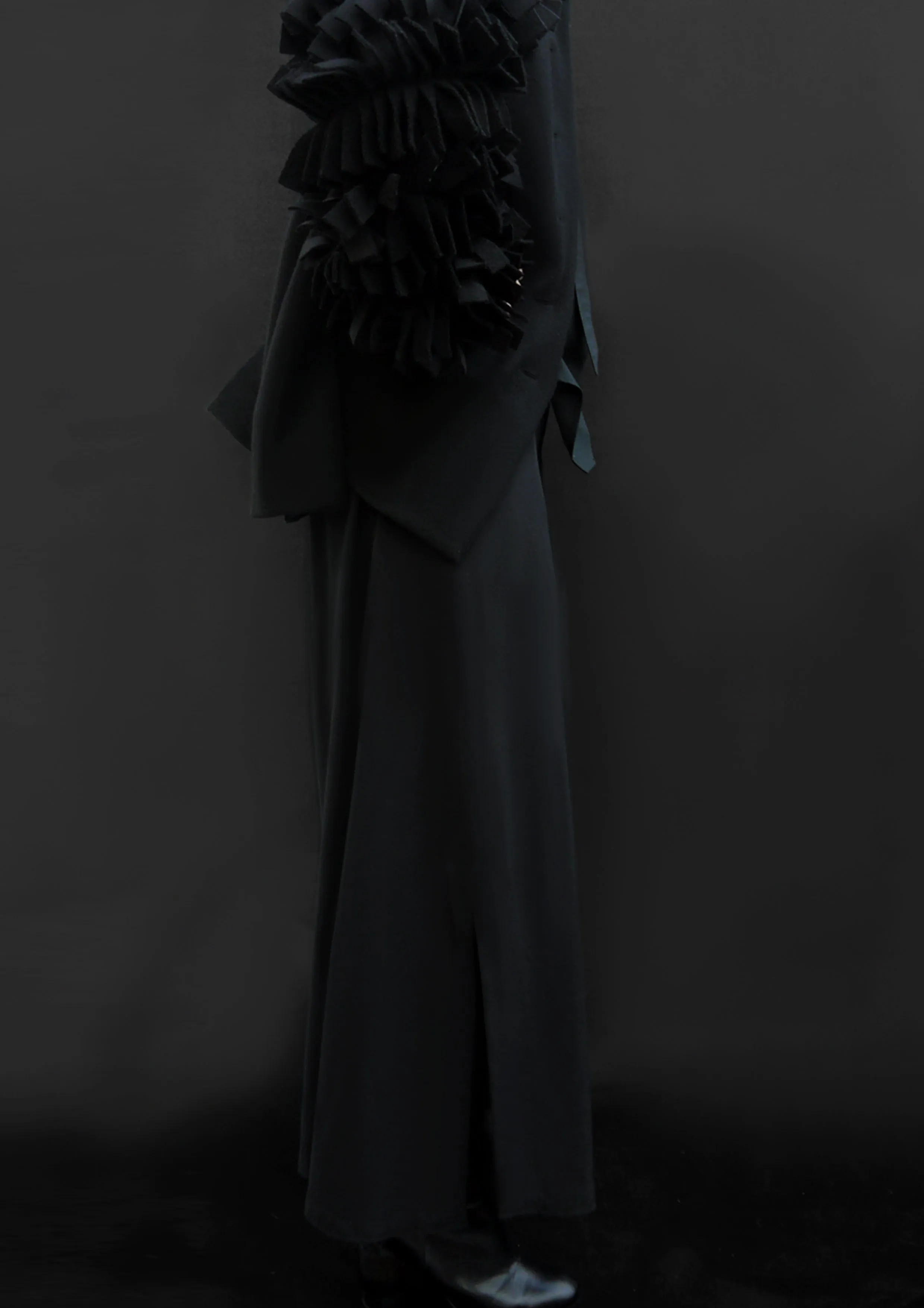 Black Flared Slacks 100% Virgin Wool, Tailored Fit