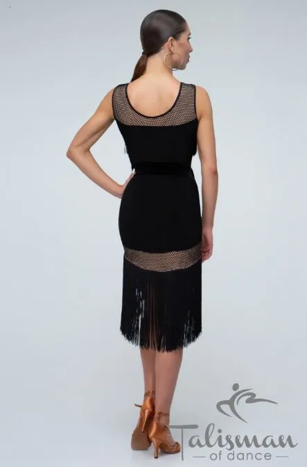 Black fringe ballroom skirt