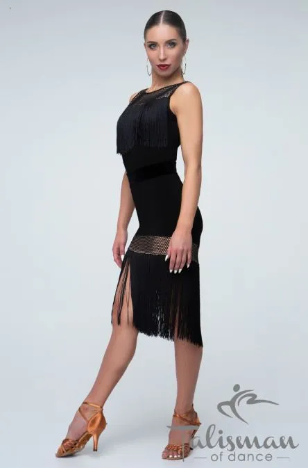 Black fringe ballroom skirt