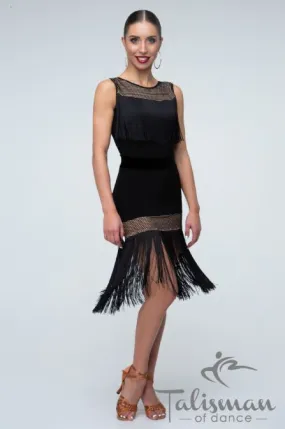 Black fringe ballroom skirt