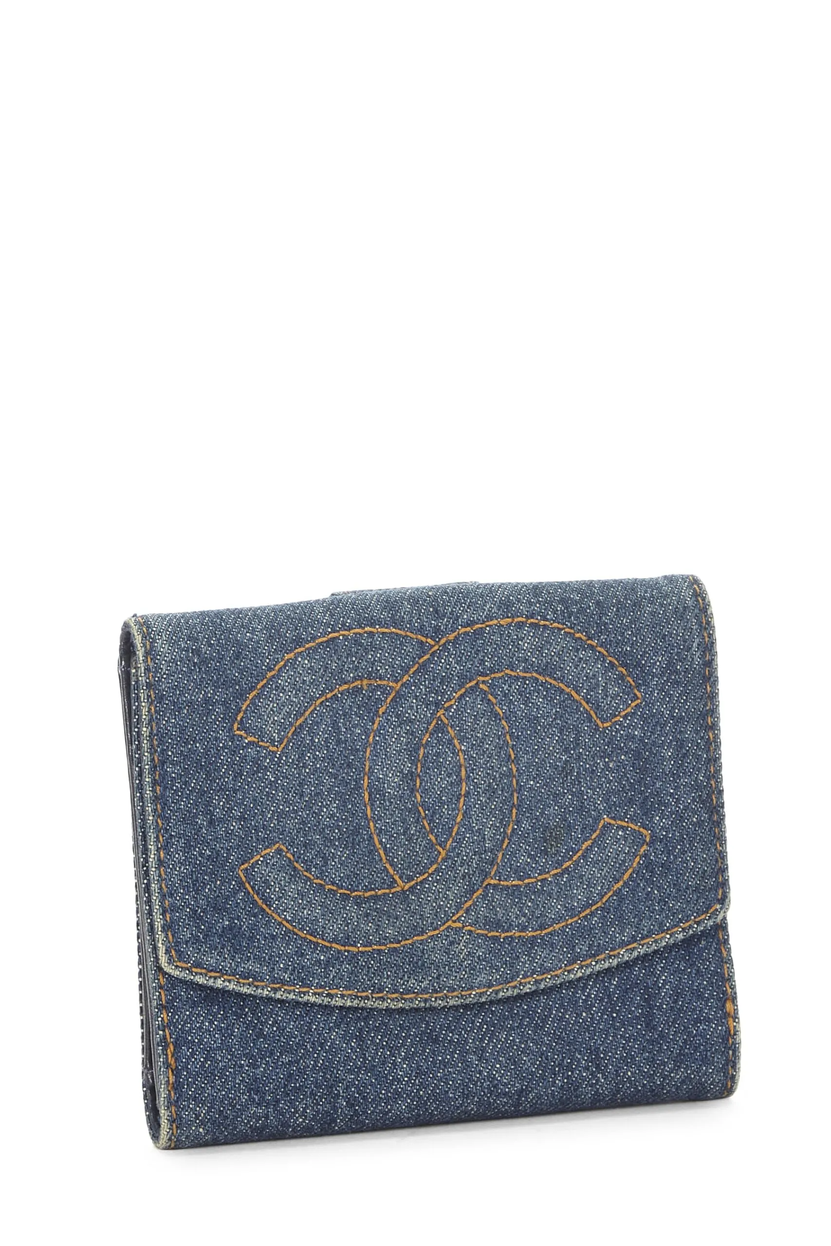 Chanel,  Blue Denim 'CC' Wallet, Blue
