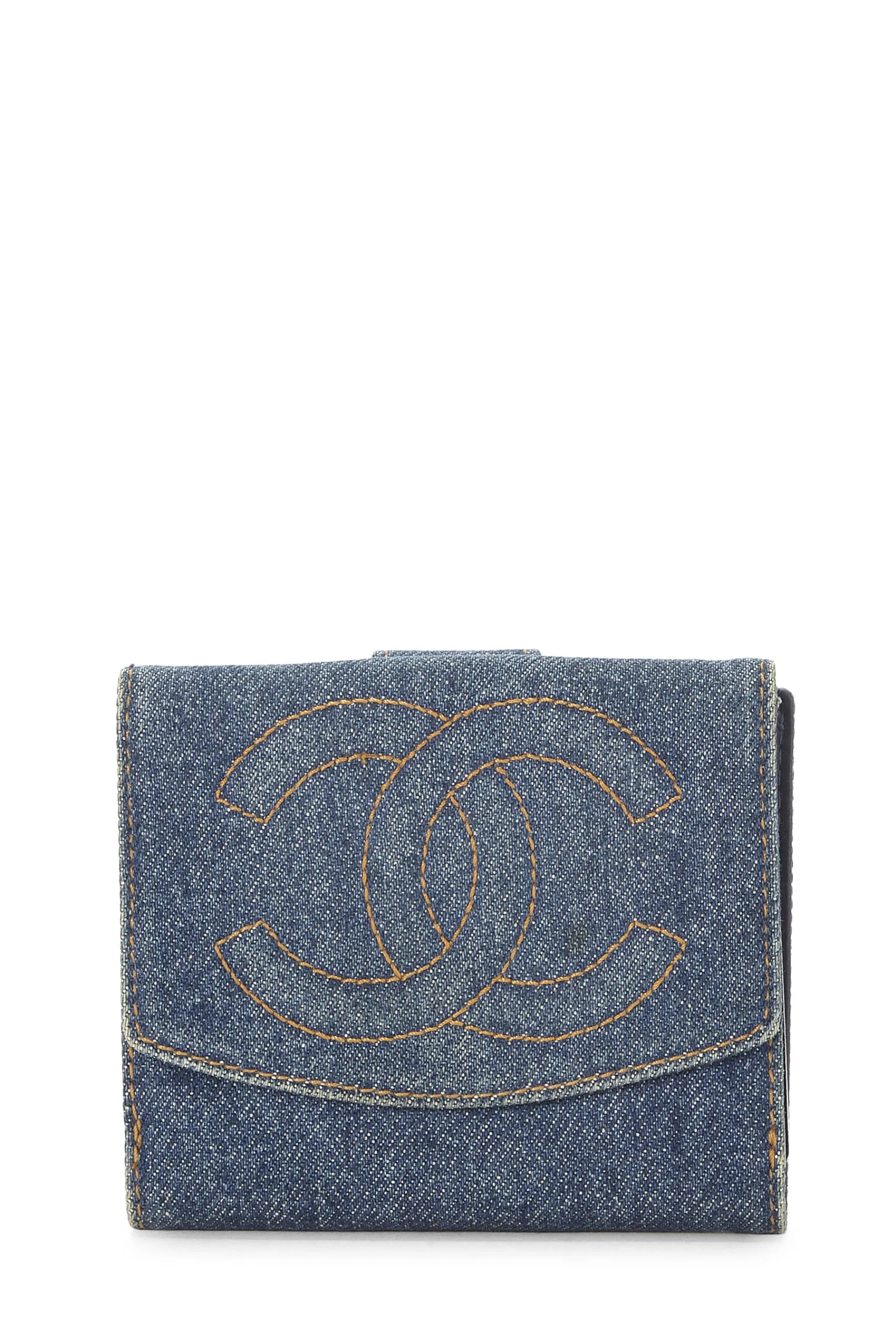 Chanel,  Blue Denim 'CC' Wallet, Blue