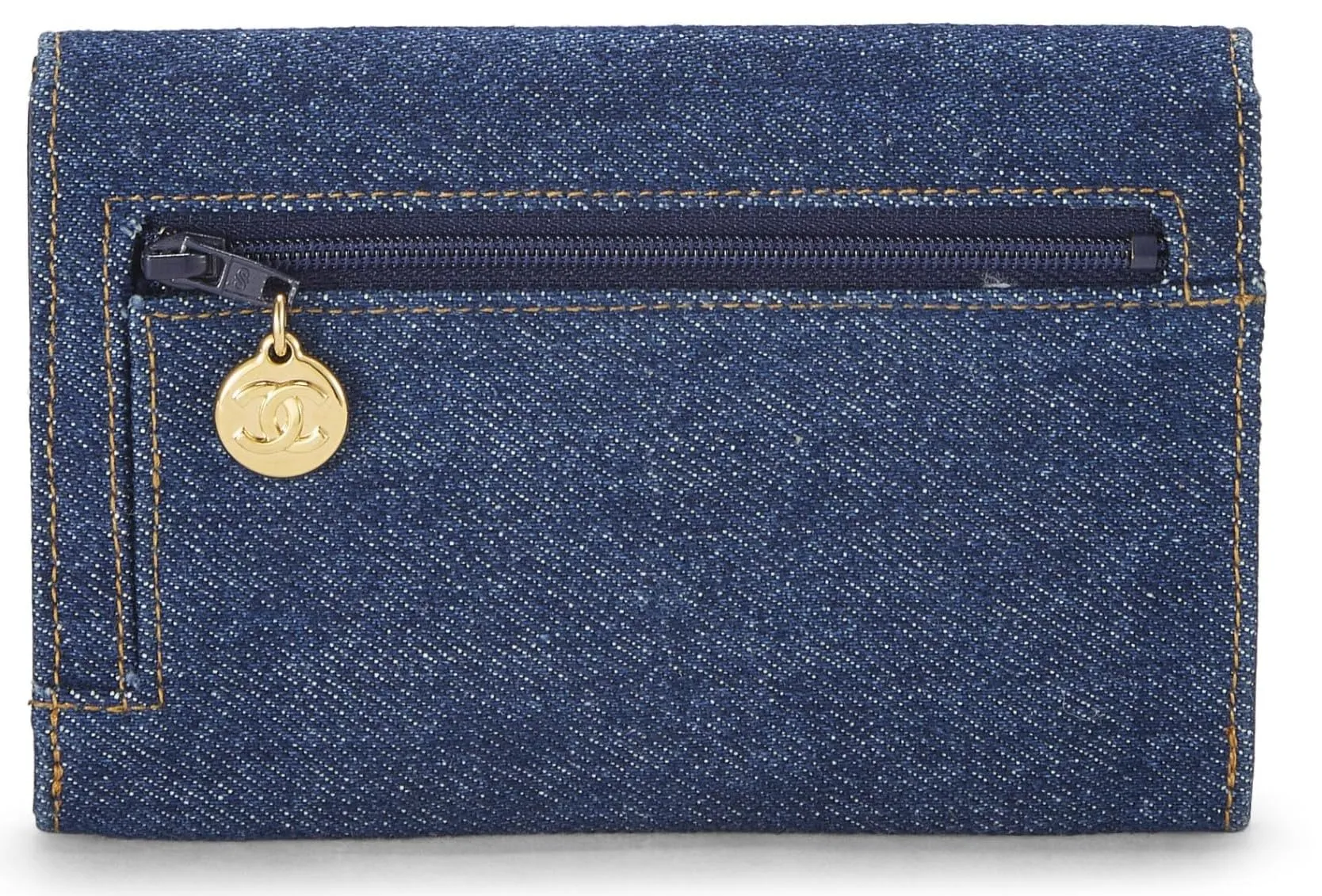 Chanel,  Blue Denim Wallet, Blue