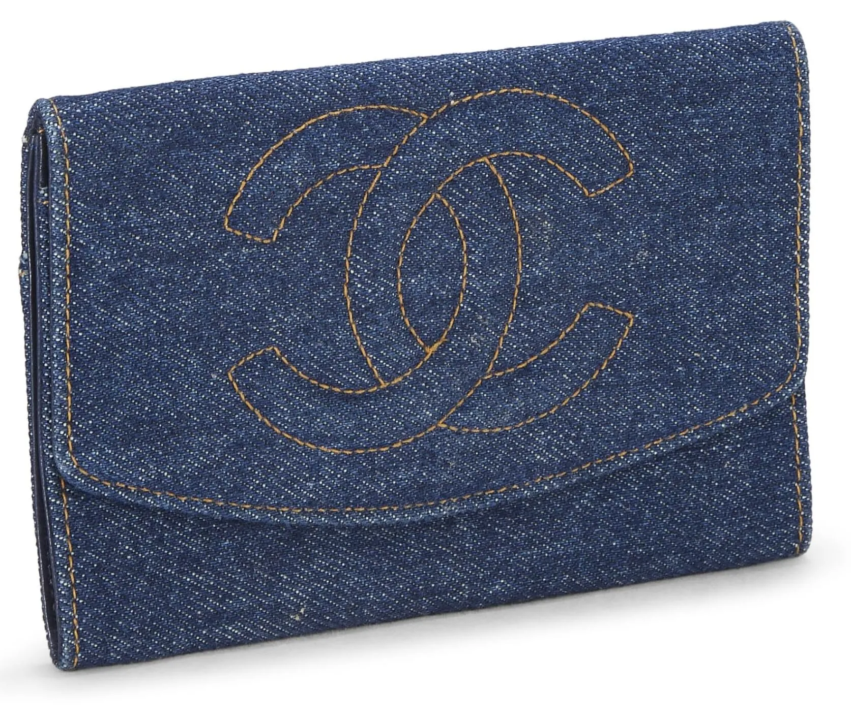 Chanel,  Blue Denim Wallet, Blue