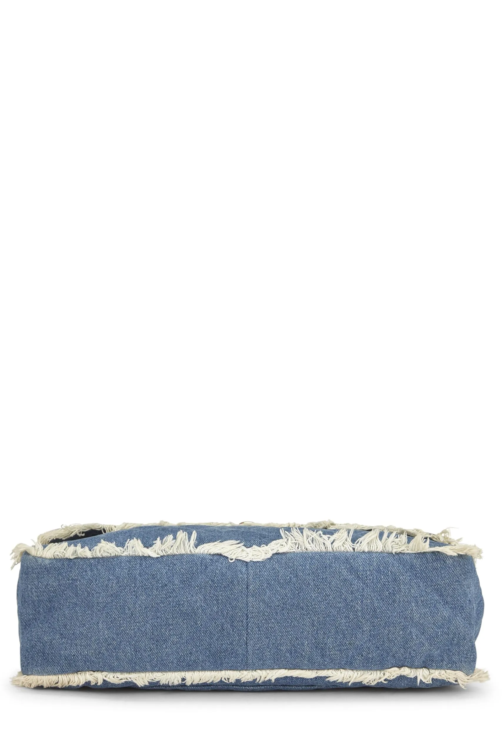 Chanel,  Blue Quilted Denim Half Flap Maxi, Blue