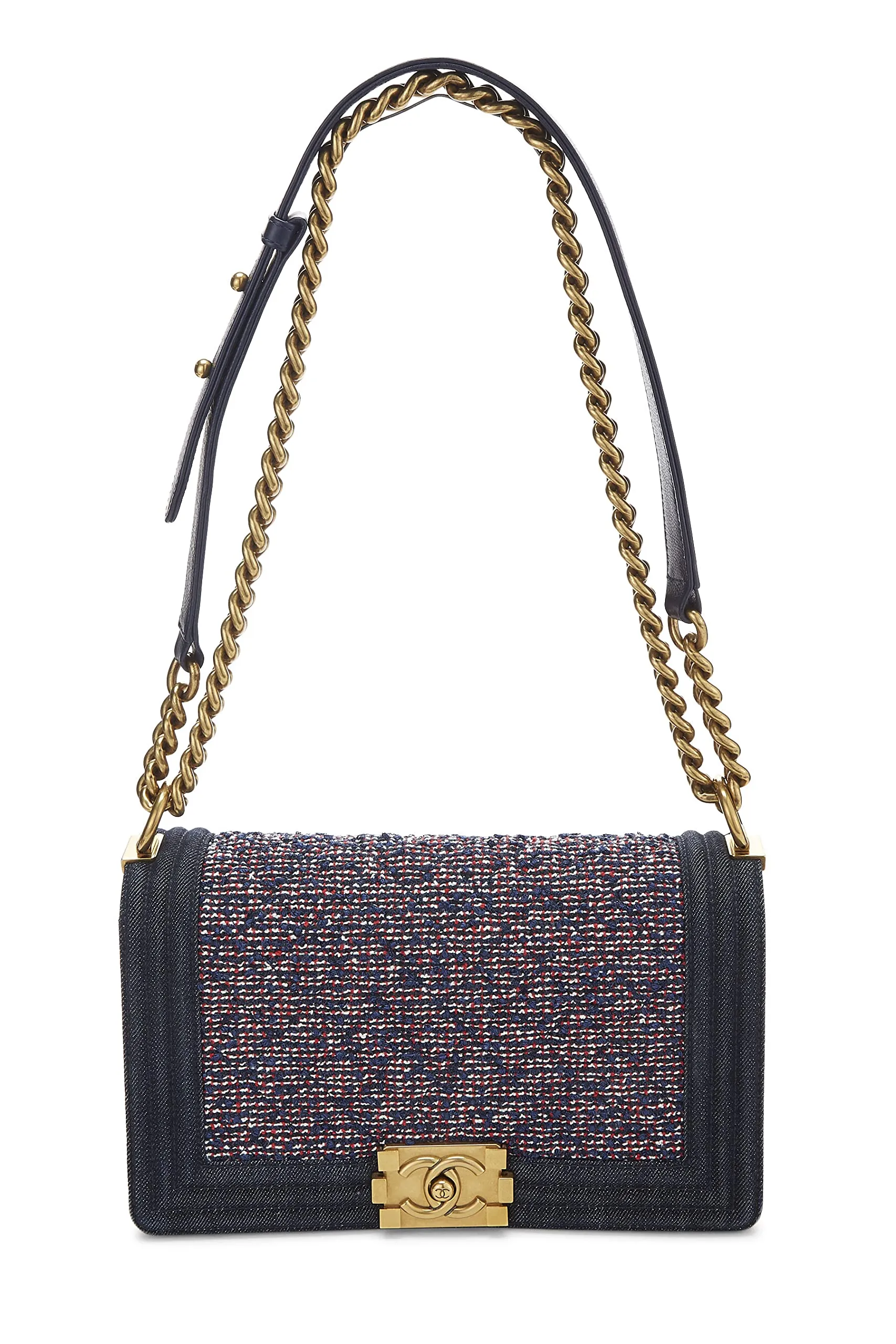 Chanel,  Navy & Red Denim Boy Bag Medium, Multi