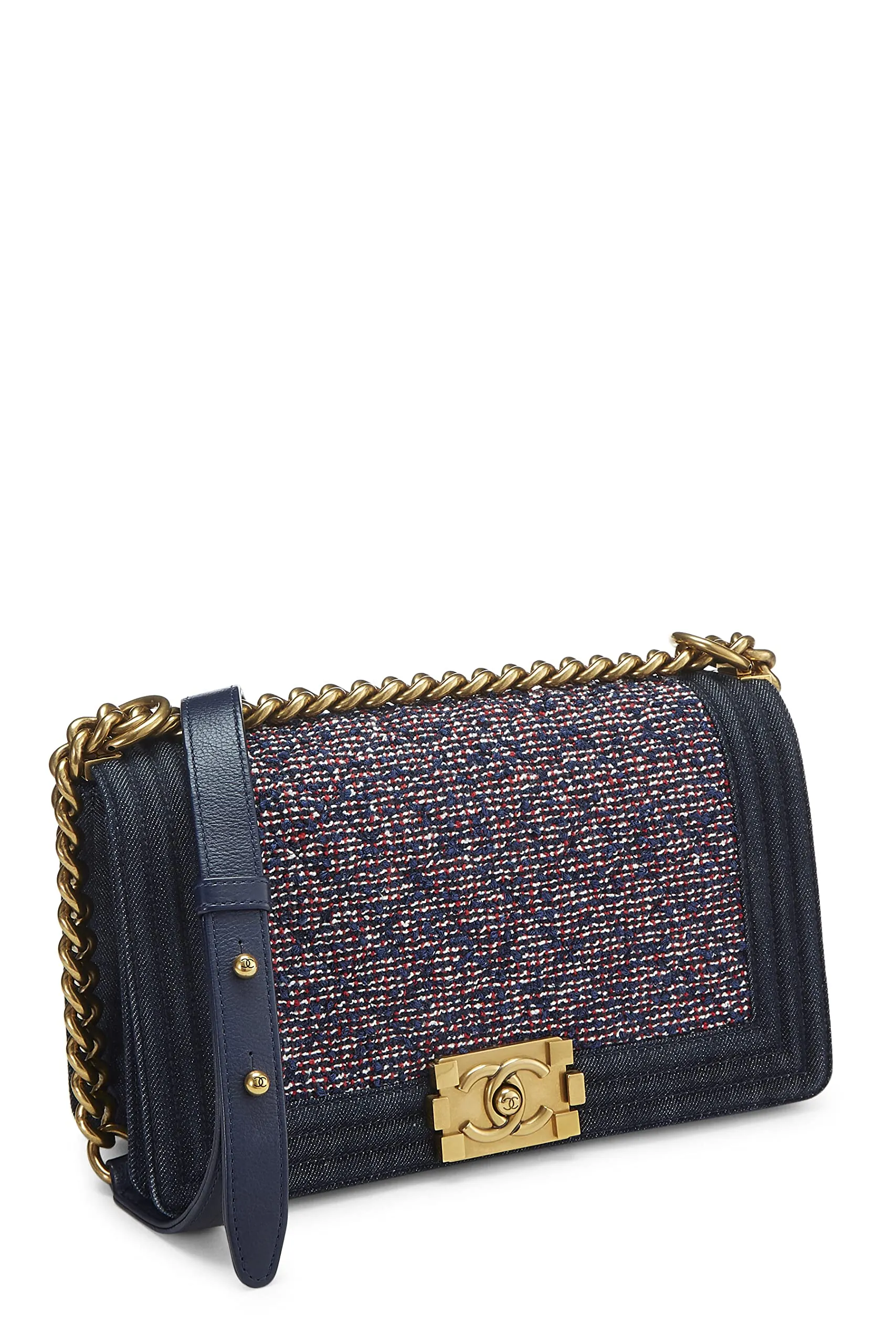 Chanel,  Navy & Red Denim Boy Bag Medium, Multi