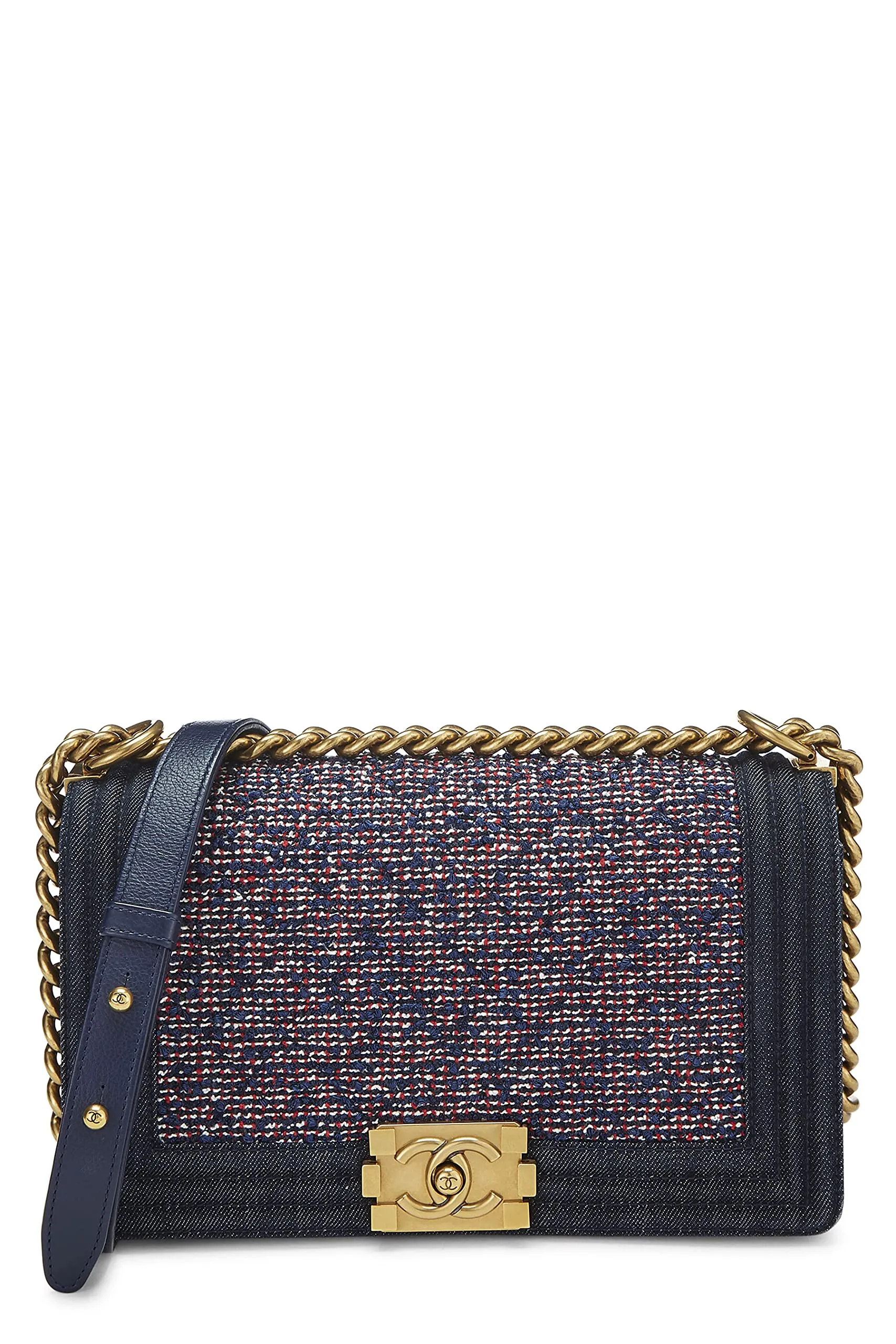 Chanel,  Navy & Red Denim Boy Bag Medium, Multi