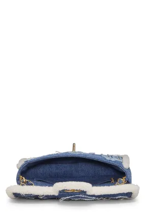 Chanel,  Paris-Egypt Blue Denim & Shearling Hieroglyph Flap Medium, Blue