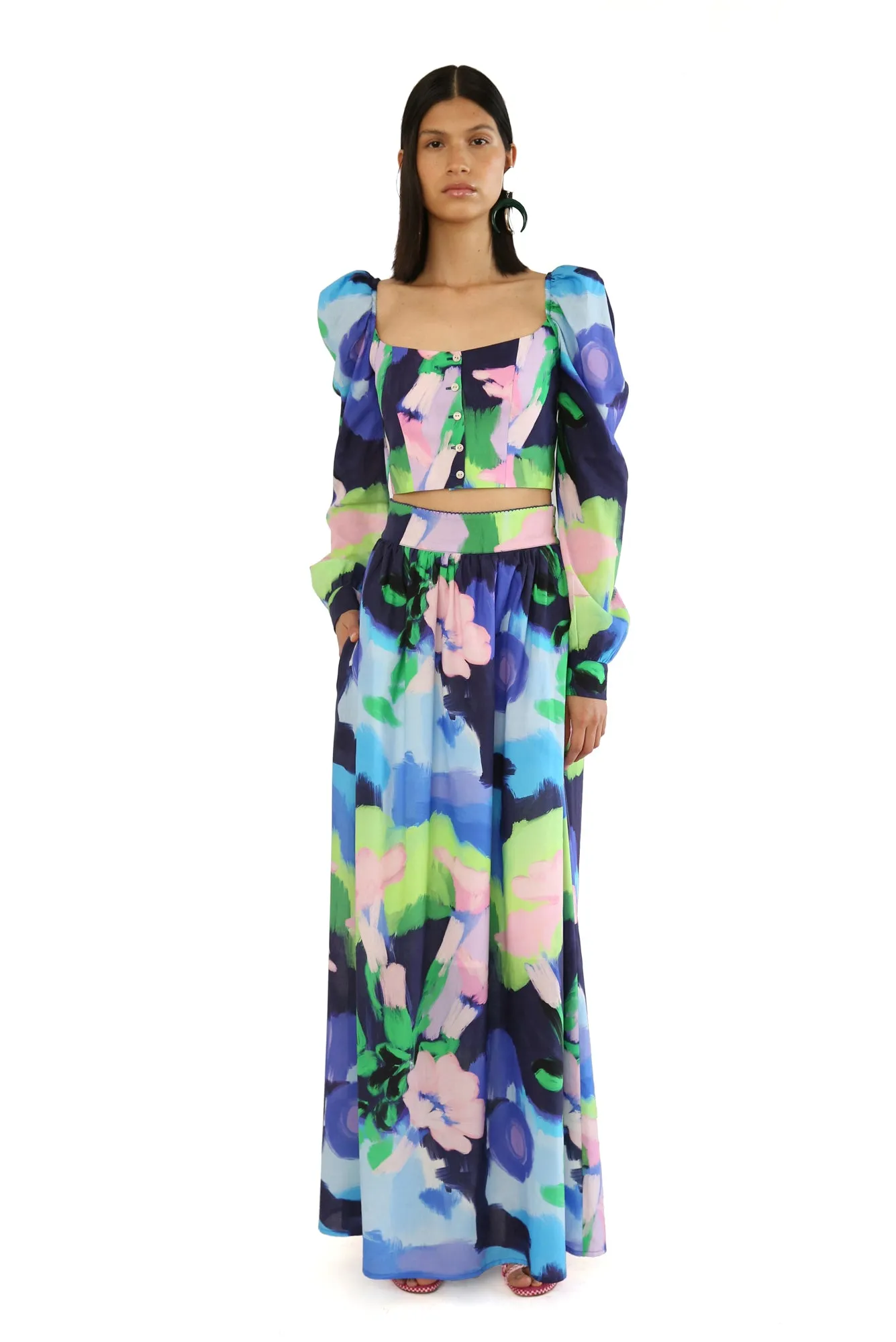 Cocada Top in Oleo Azul Print