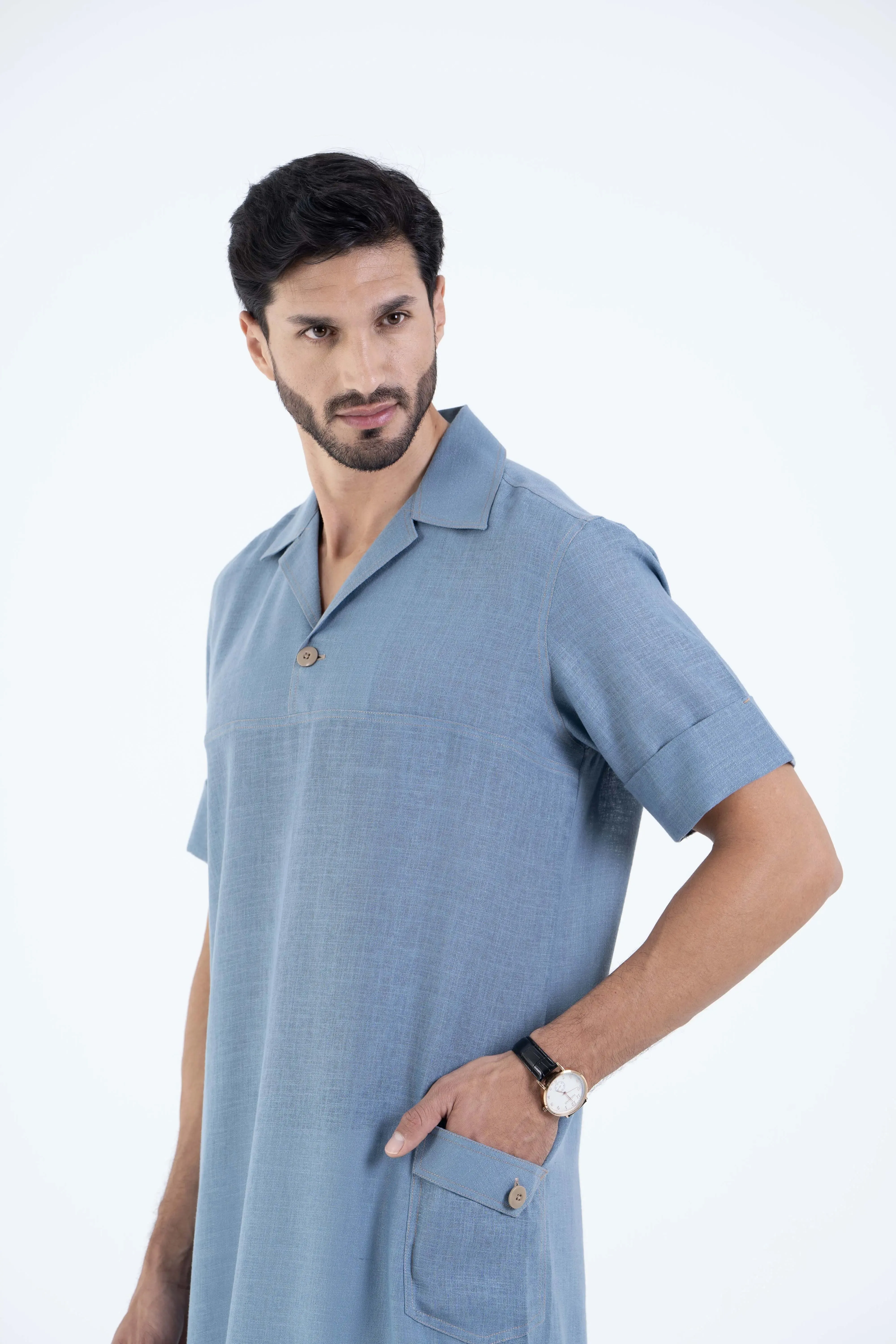 Denimy style Jallabiya - arabic mens summer wear jS24- 001