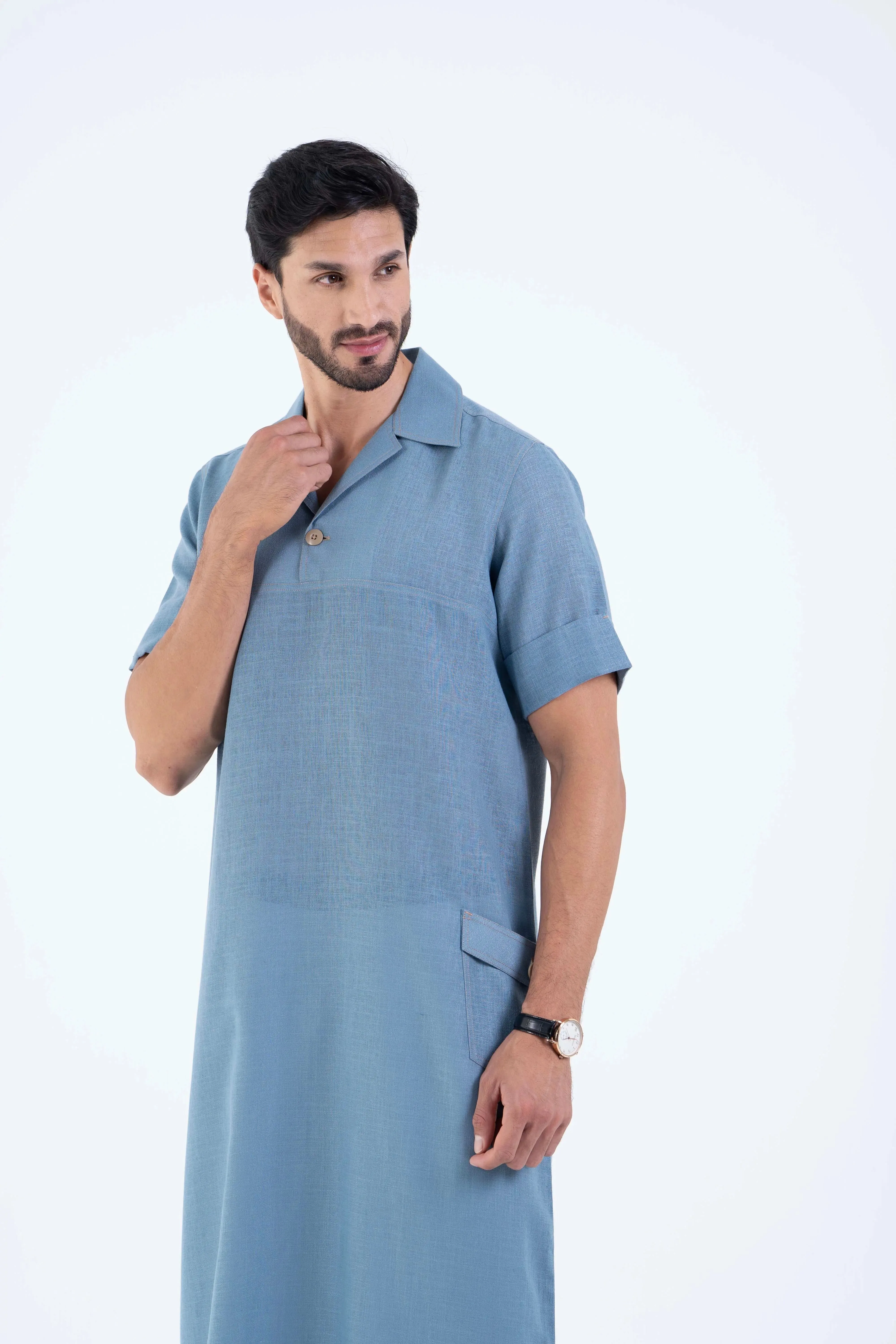 Denimy style Jallabiya - arabic mens summer wear jS24- 001