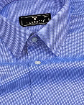 Fizzy NavyBlue And White Micro Check Dobby Cotton Shirt