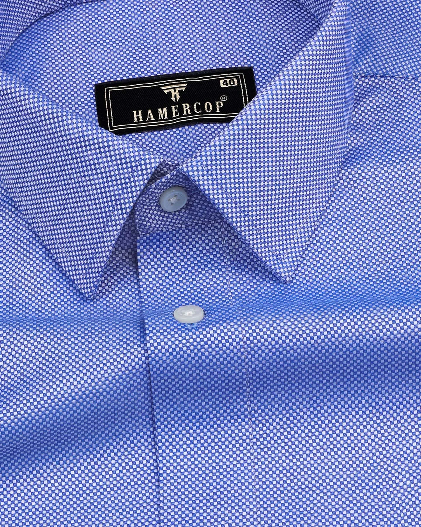 Fizzy NavyBlue And White Micro Check Dobby Cotton Shirt