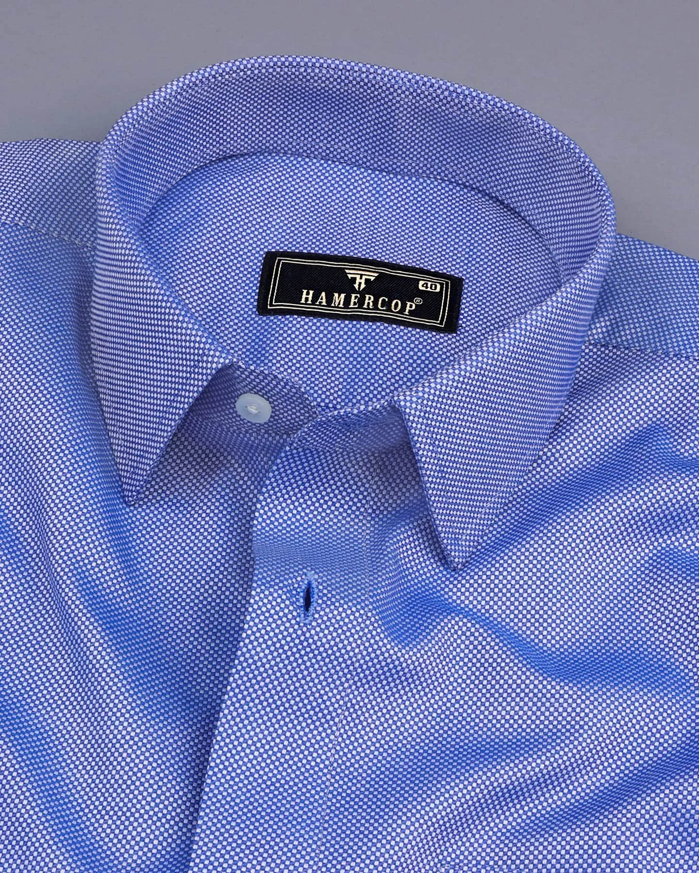 Fizzy NavyBlue And White Micro Check Dobby Cotton Shirt