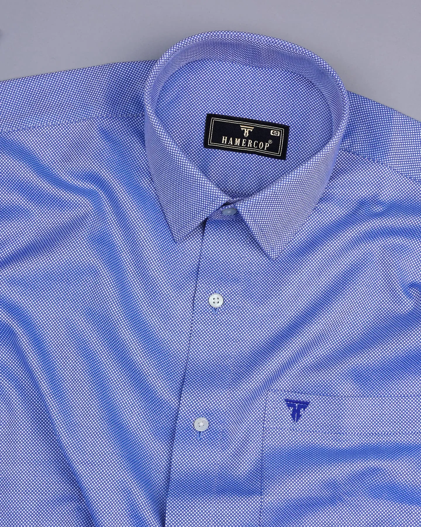 Fizzy NavyBlue And White Micro Check Dobby Cotton Shirt