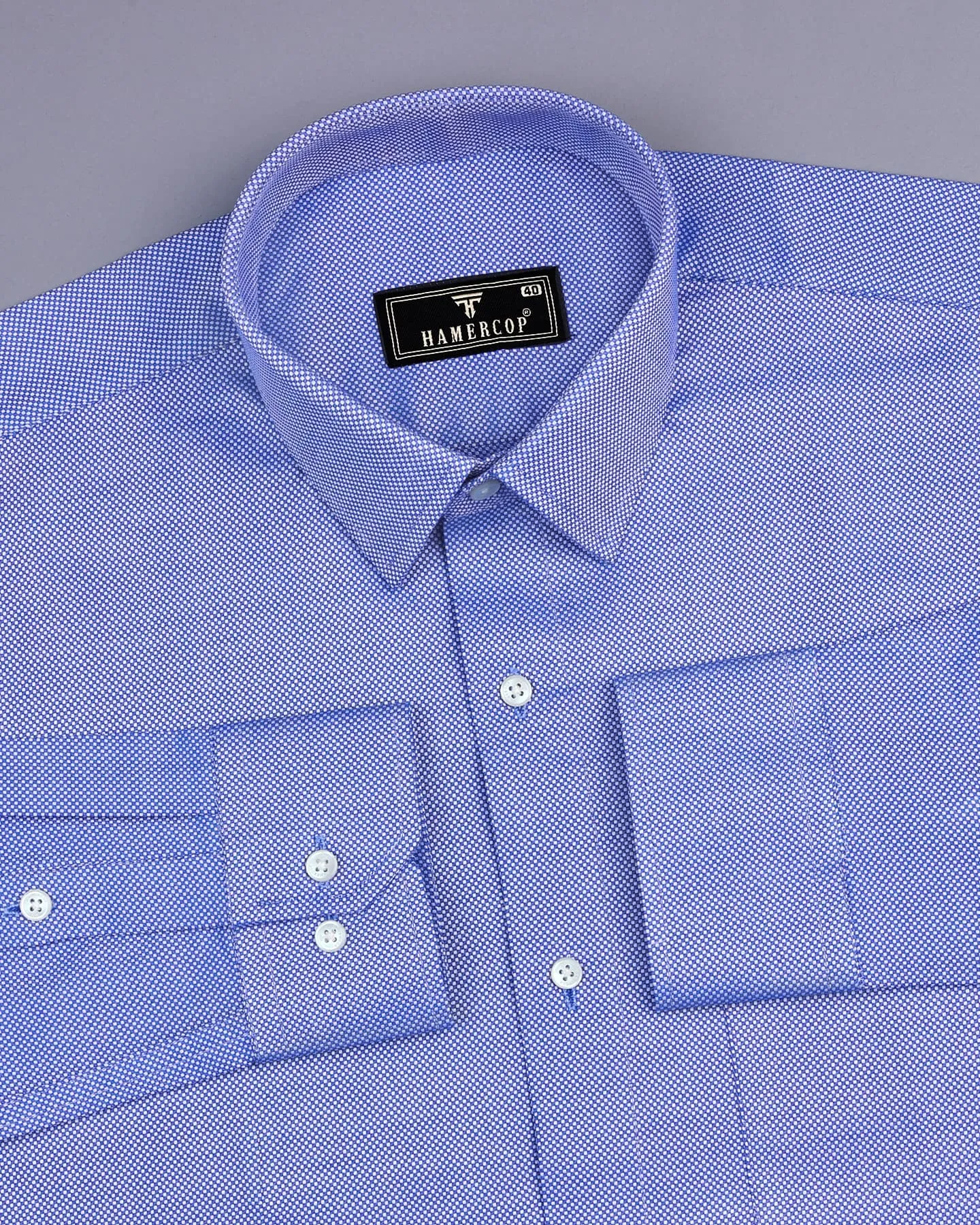 Fizzy NavyBlue And White Micro Check Dobby Cotton Shirt