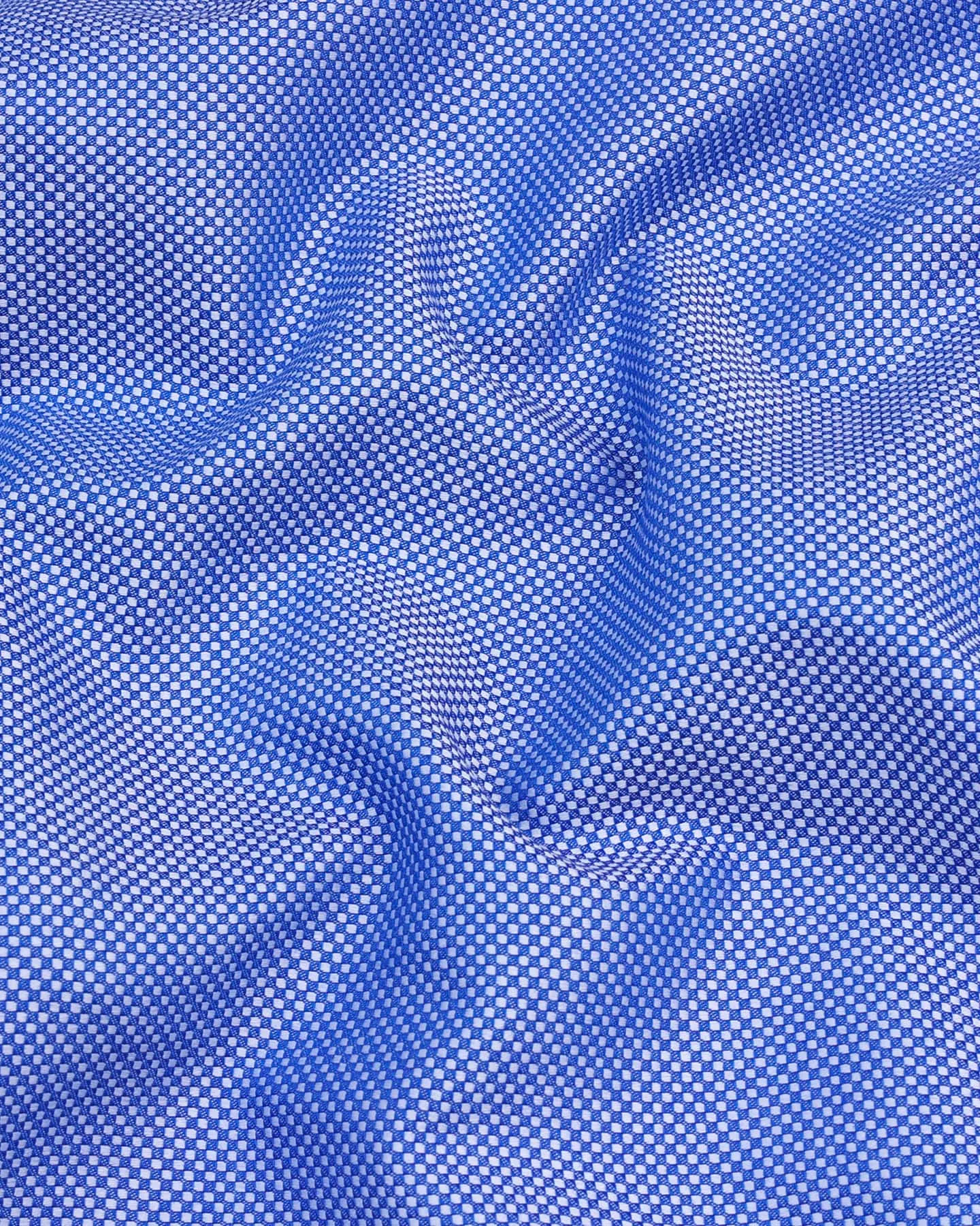 Fizzy NavyBlue And White Micro Check Dobby Cotton Shirt