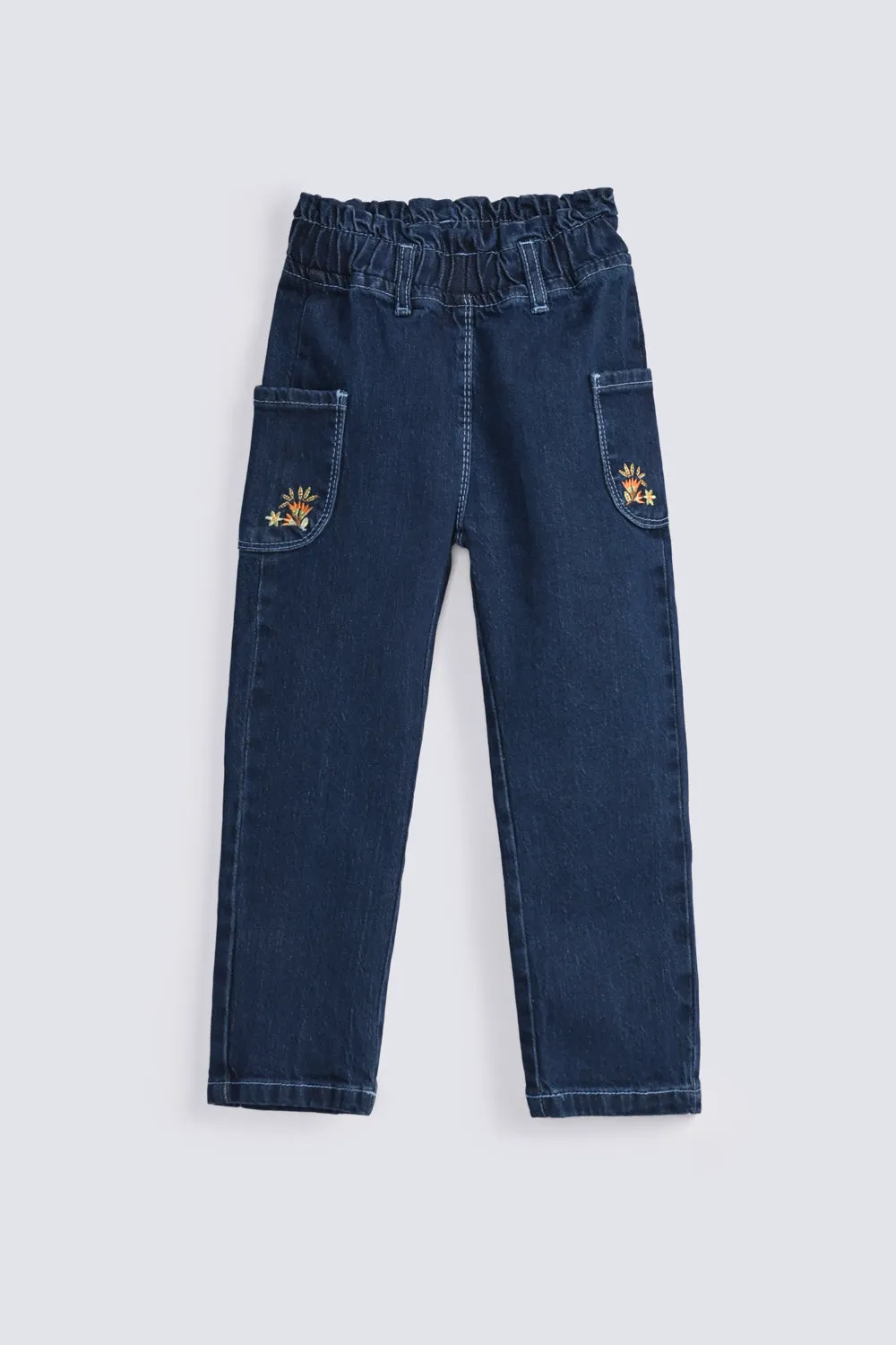 GIRLS EMBROIDERED LOOSE DENIM