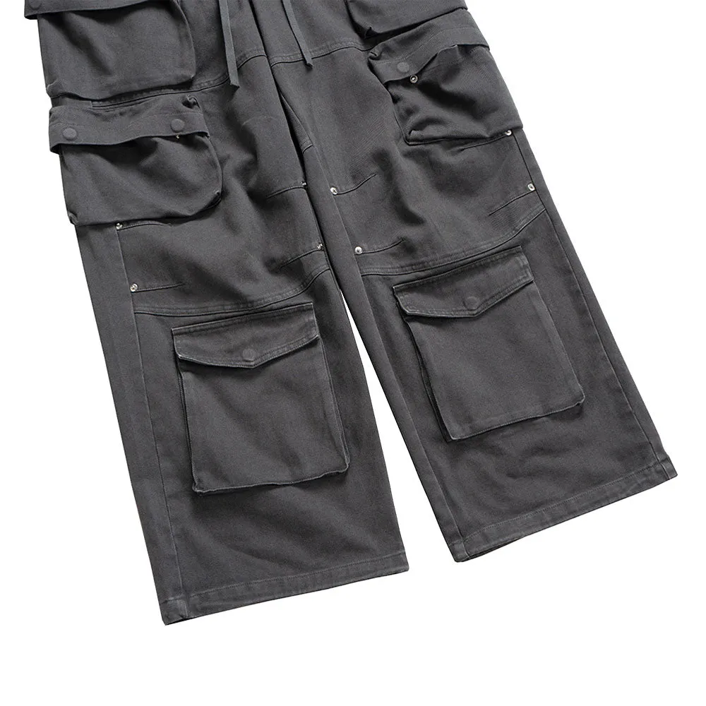 Grey Multi Pockets Cargo Pants