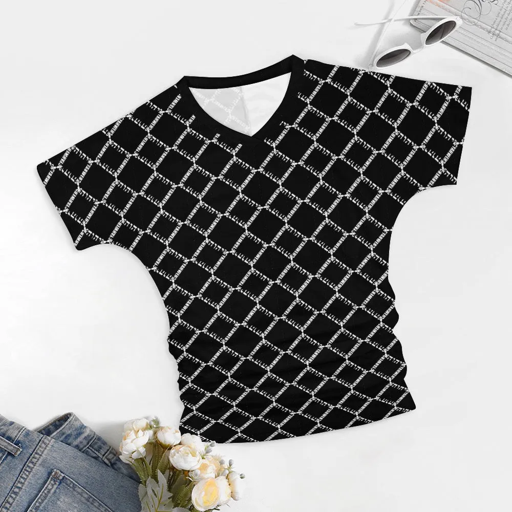 KING YAHWEH OMNI 2.0 Ladies V-neck Pleated T-shirt