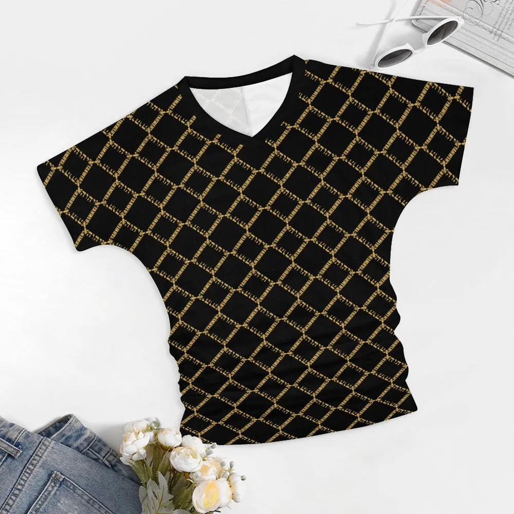KING YAHWEH OMNI 2.0 Ladies V-neck Pleated T-shirt