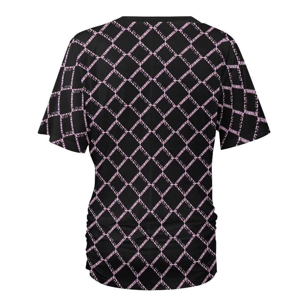 KING YAHWEH OMNI 2.0 Ladies V-neck Pleated T-shirt