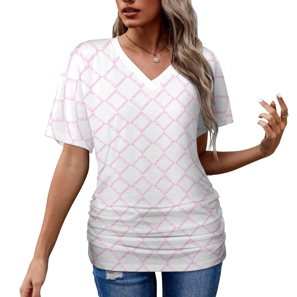 KING YAHWEH OMNI 2.0 Ladies V-neck Pleated T-shirt