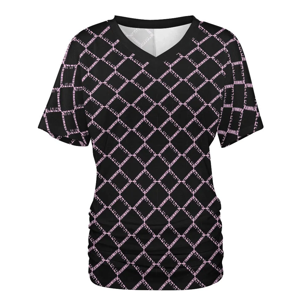 KING YAHWEH OMNI 2.0 Ladies V-neck Pleated T-shirt
