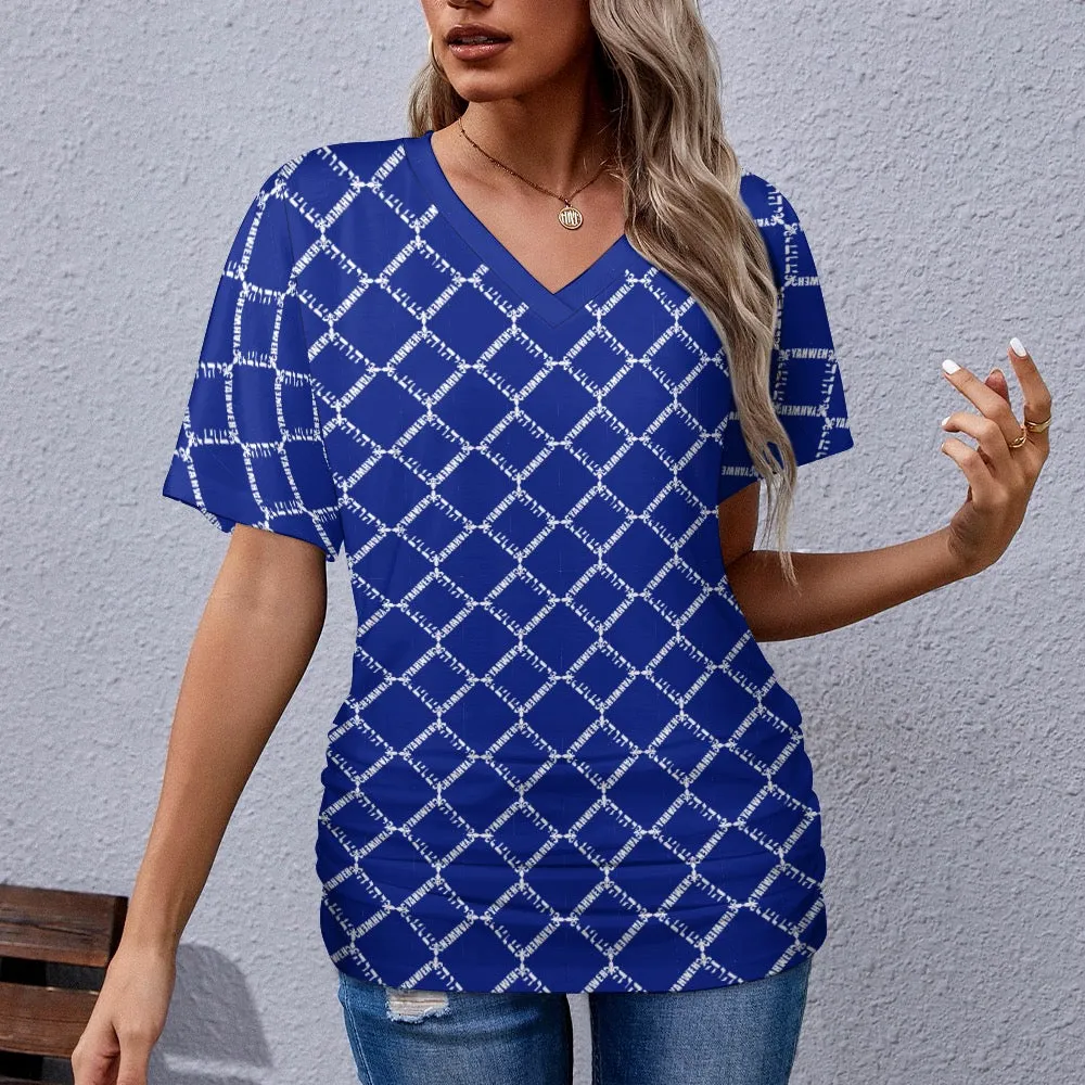 KING YAHWEH OMNI 2.0 Ladies V-neck Pleated T-shirt