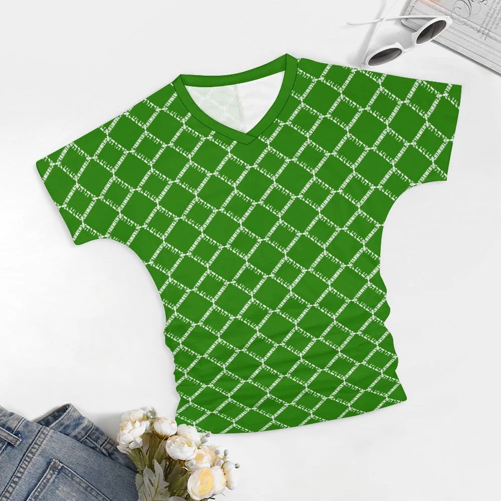 KING YAHWEH OMNI 2.0 Ladies V-neck Pleated T-shirt