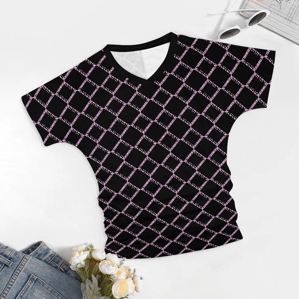 KING YAHWEH OMNI 2.0 Ladies V-neck Pleated T-shirt