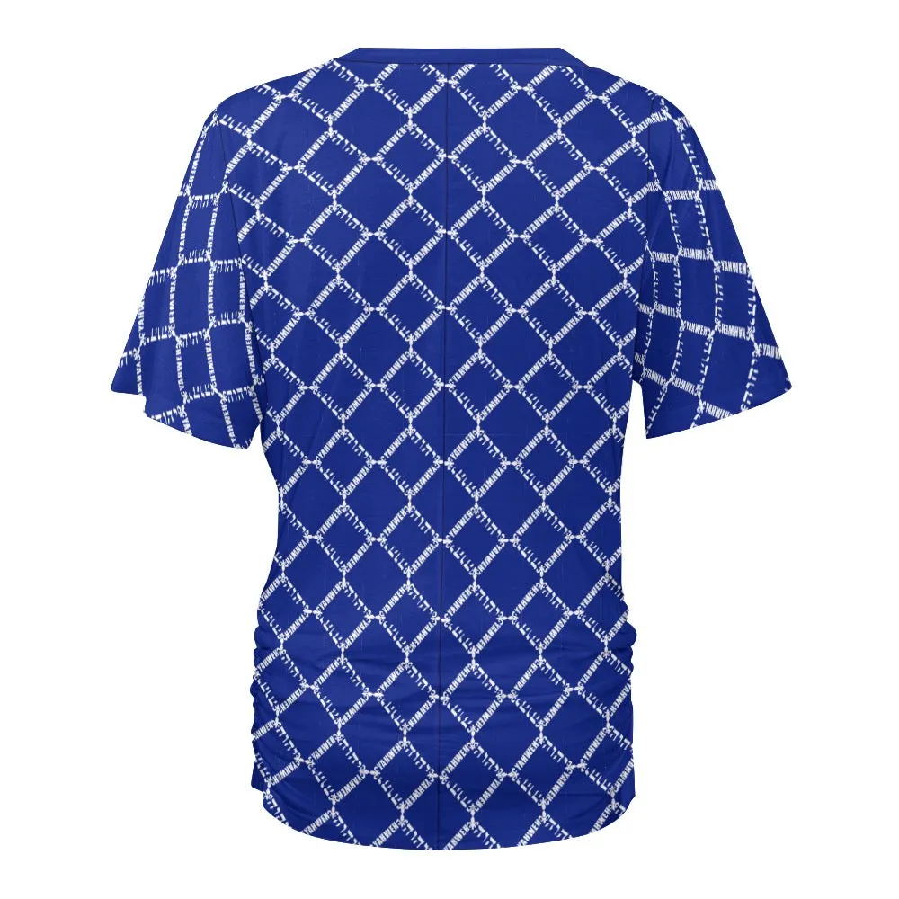 KING YAHWEH OMNI 2.0 Ladies V-neck Pleated T-shirt