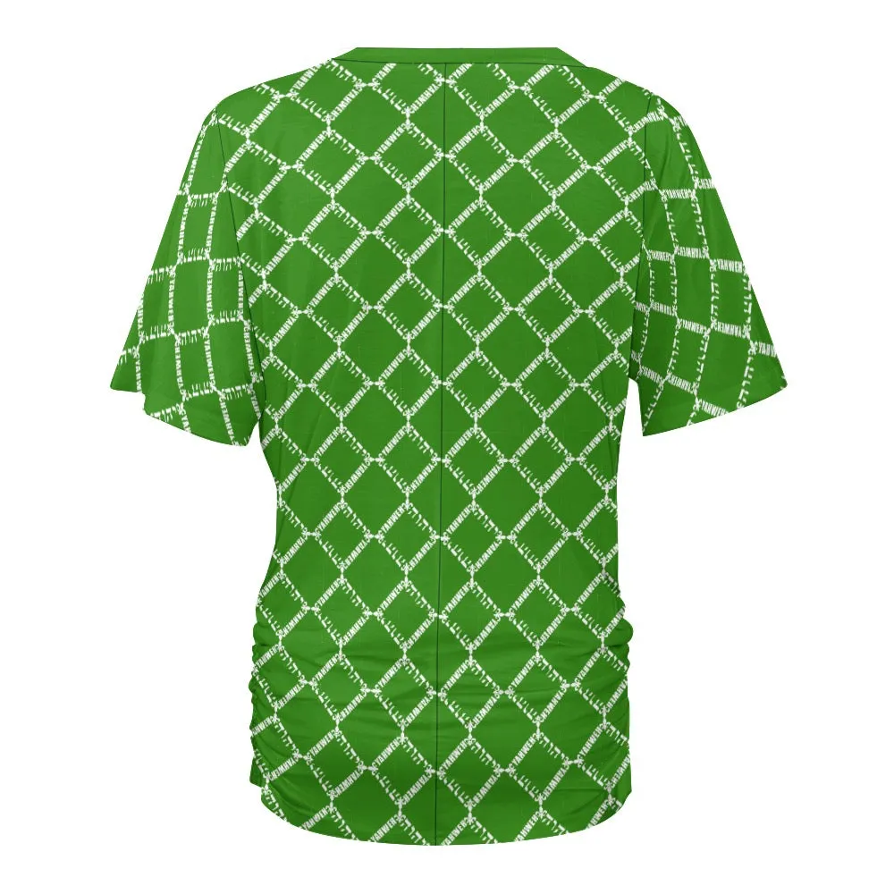 KING YAHWEH OMNI 2.0 Ladies V-neck Pleated T-shirt