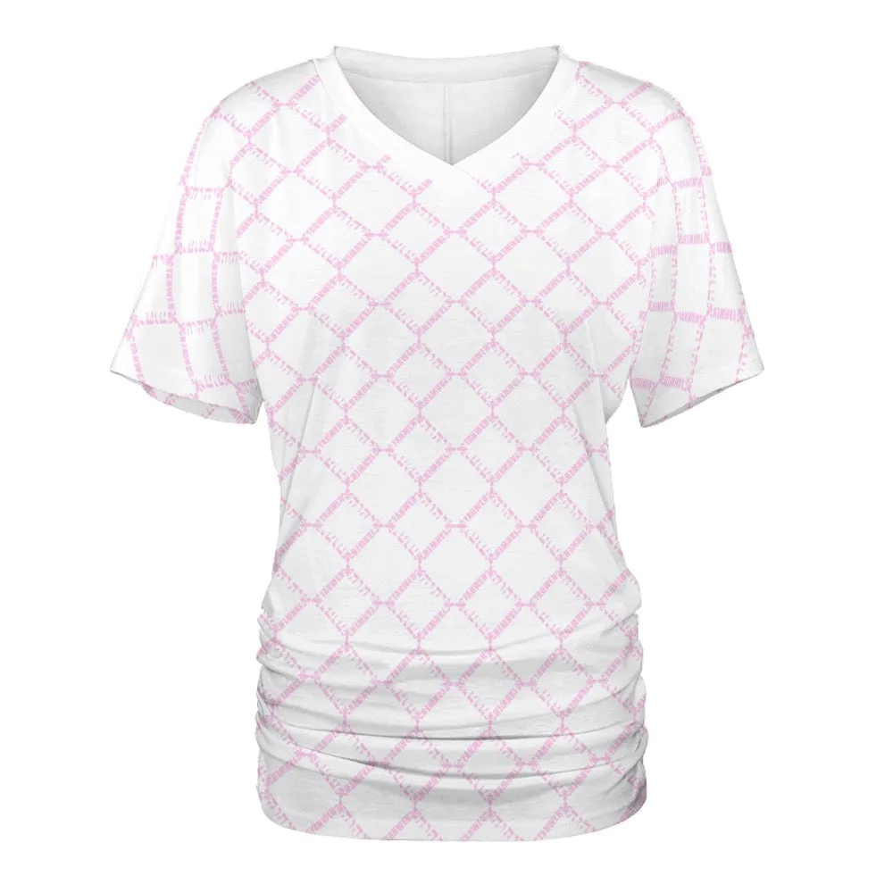 KING YAHWEH OMNI 2.0 Ladies V-neck Pleated T-shirt