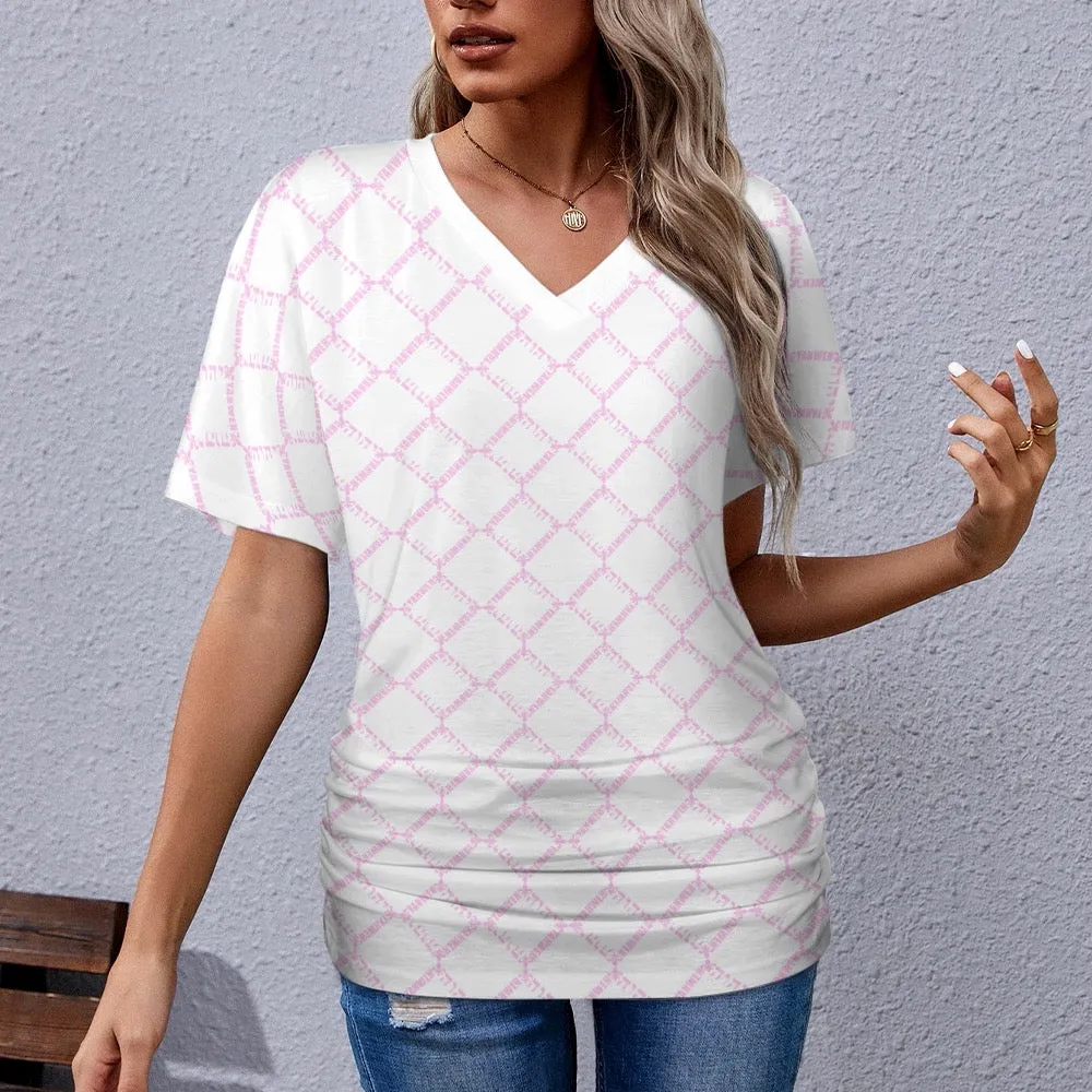 KING YAHWEH OMNI 2.0 Ladies V-neck Pleated T-shirt