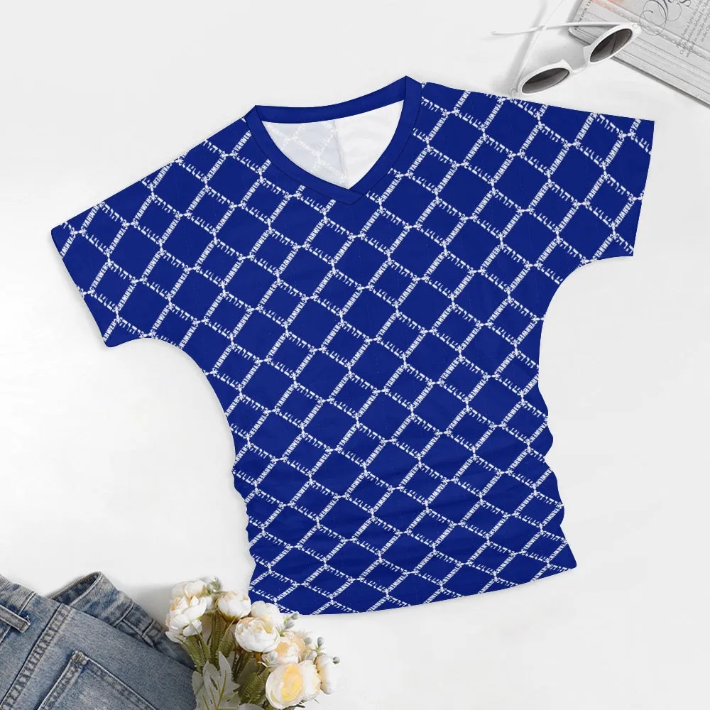 KING YAHWEH OMNI 2.0 Ladies V-neck Pleated T-shirt