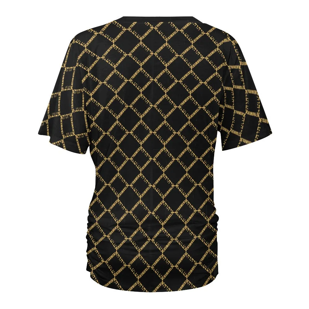 KING YAHWEH OMNI 2.0 Ladies V-neck Pleated T-shirt