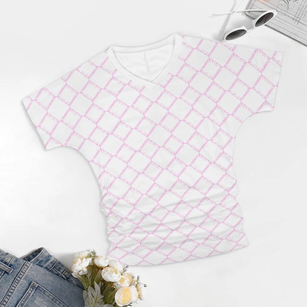 KING YAHWEH OMNI 2.0 Ladies V-neck Pleated T-shirt
