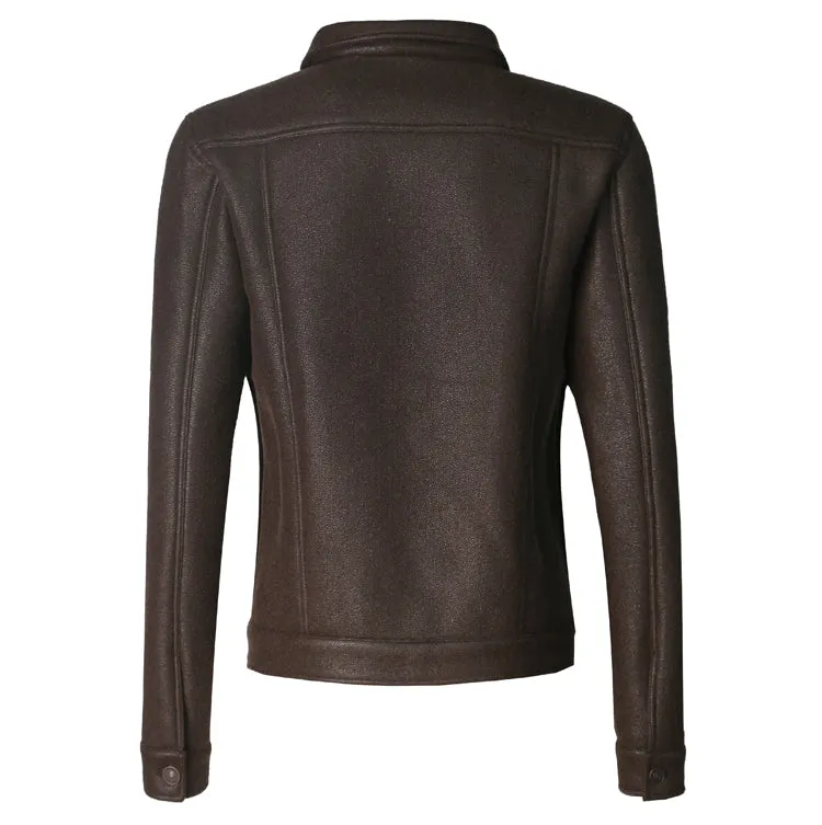 Men's Autumn/Winter Warm Thermal Woolen Slim Jacket With Fur Lining