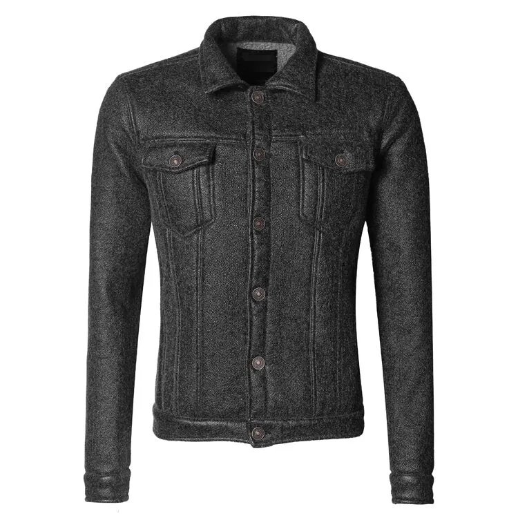 Men's Autumn/Winter Warm Thermal Woolen Slim Jacket With Fur Lining