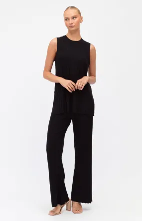 Meredith Sleeveless Top & Pants (Knit Set) - Black