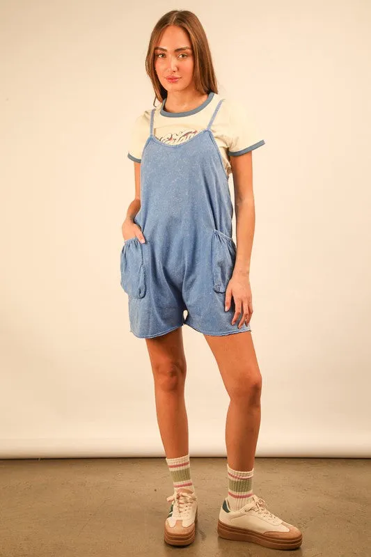 Mineral Wash Casual Knit Romper