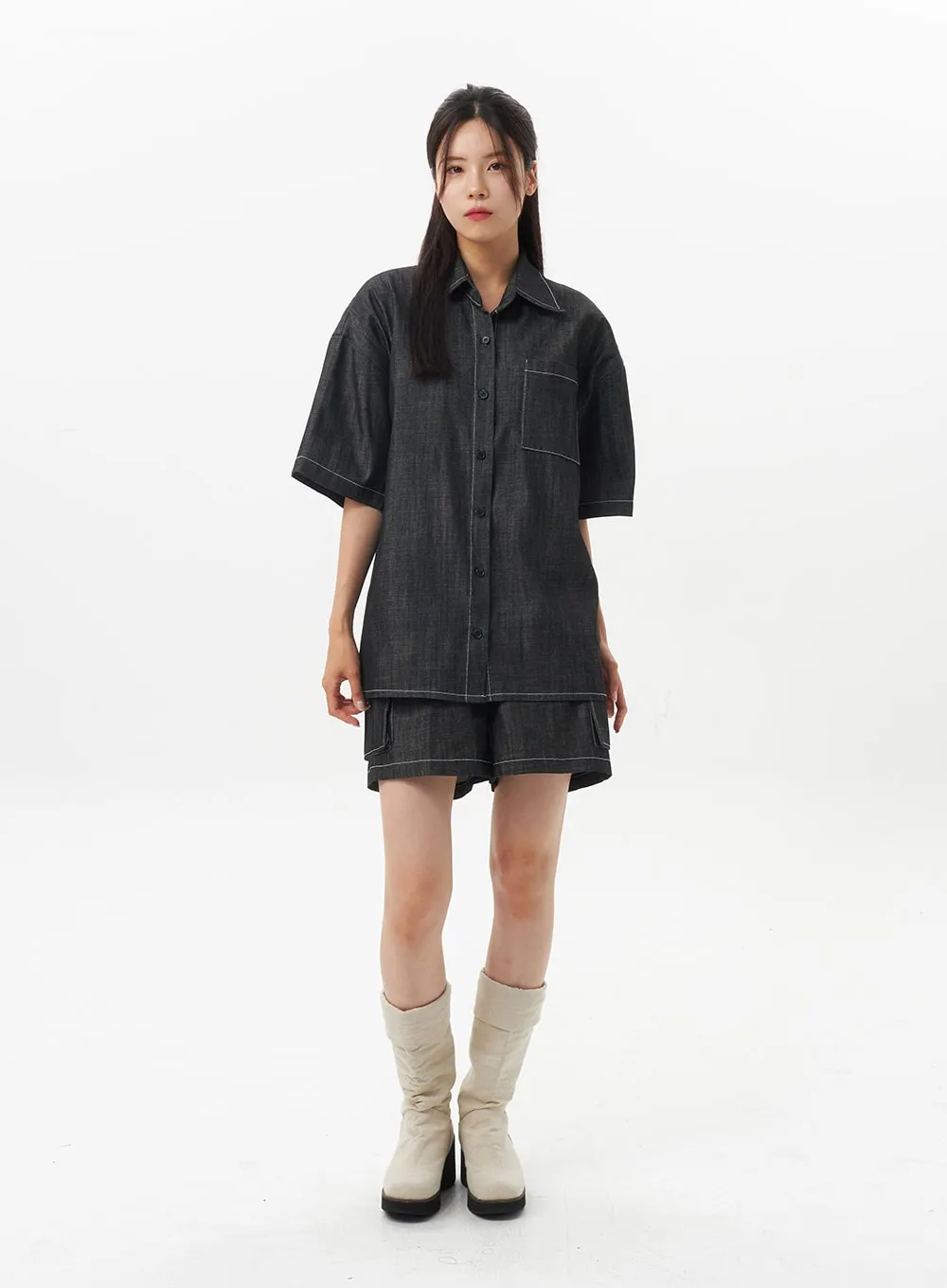 Oversized Denim Shirt OU326